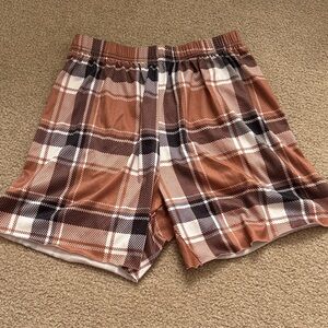 Plaid Brown and White Shorts